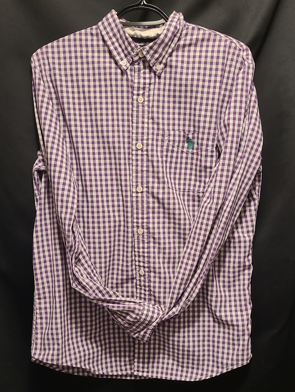 U.S. Polo Assn. Purple and White Gingham Button-Down Shirt SZ MED